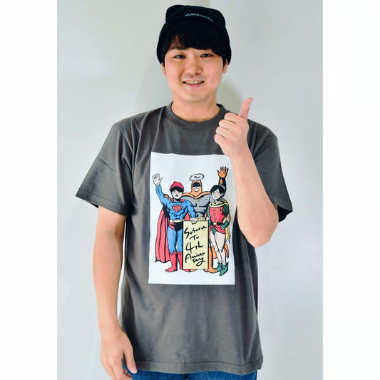 ミッドナイトTV. アメコミ風Tシャツ(チャコールグレー)