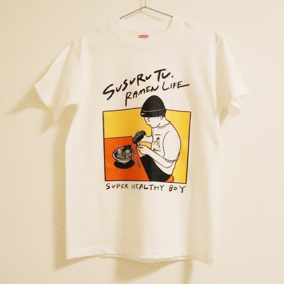 ラーメン健康生活Tシャツ (ホワイト)